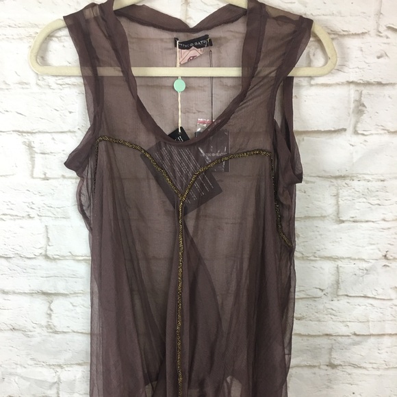 Antik Batik Brown Bead Faux Wrap Rai Top Large NWT - Picture 1 of 8